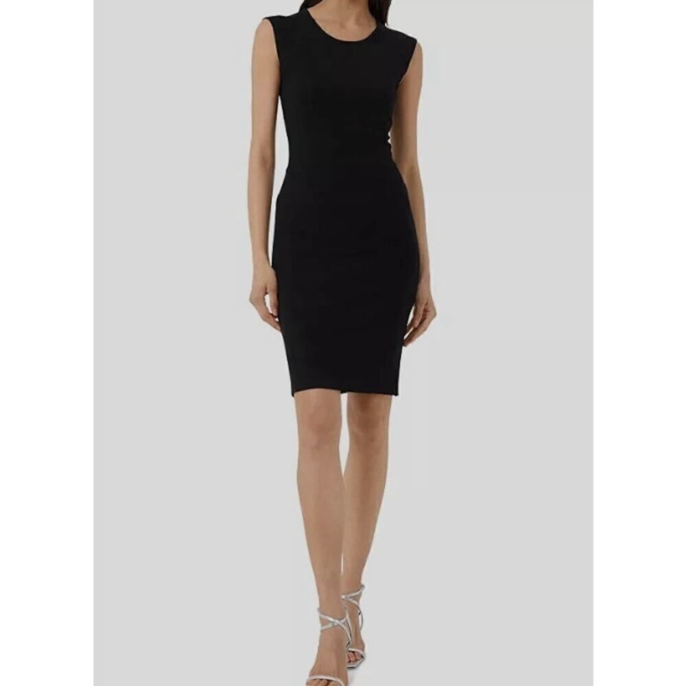French Connection Viven Dress Women's 2 Black Lace-Cap Sleeve Bodycon Mini NWT